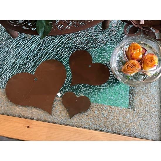 Rost Herz z. Aufhängen im 3er SET aus Metall zur Deko in Wohnraum, Balkon, Terrasse, Garten und zum Verschenken