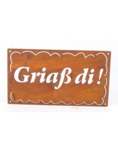 Rost Tafel Griaß Di zum Hängen Höhe 17 x Breite 30 cm