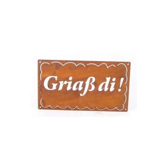 Rost Tafel Griaß Di zum Hängen Höhe 17 x Breite 30 cm