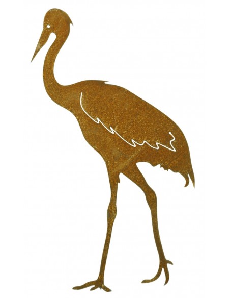 Rost Reiher gehend auf Platte, Höhe 66 cm  als Garten- und Teichdeko aus Edelrost Metall