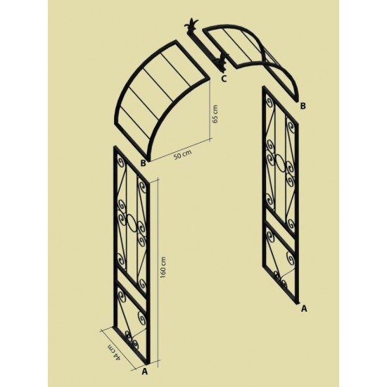Rost Rosenbogen Classic mit Lilienspitze Höhe 210 x 125 cm