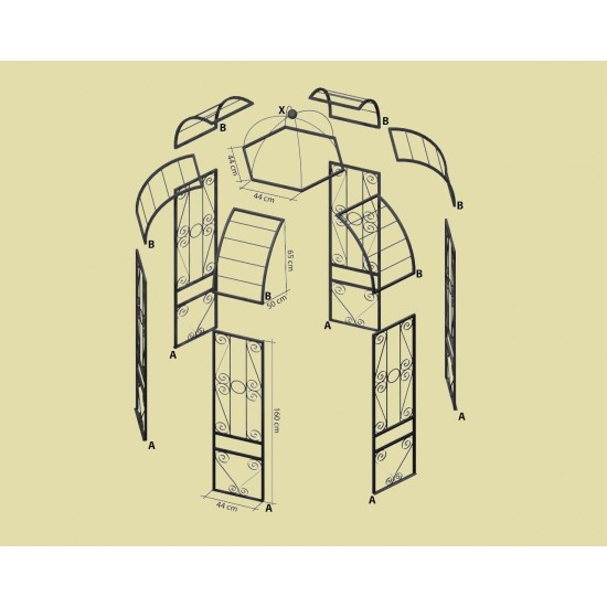 Rost Rosenbogen Art Nouveau rund mit Kuppel Höhe 220 cm Ø 180 cm