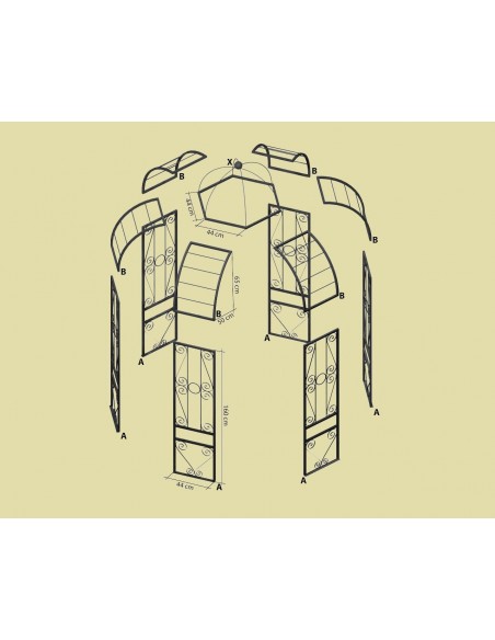 Rost Rosenbogen Art Nouveau rund mit Kuppel Höhe 220 cm Ø 180 cm