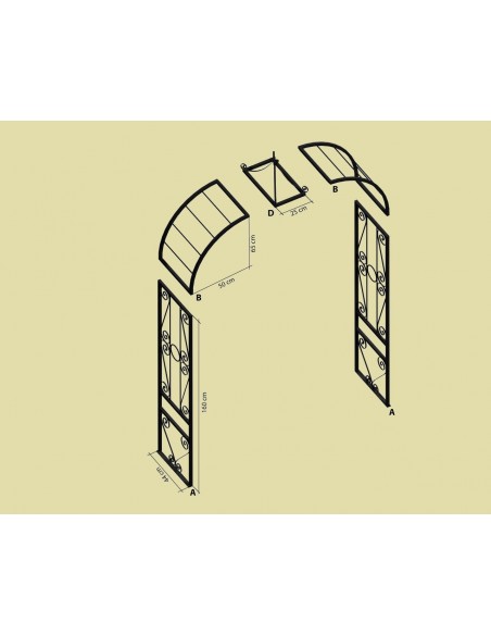 Rost Rosenbogen Classic mit Kronenspitze Höhe 225 x 125 cm