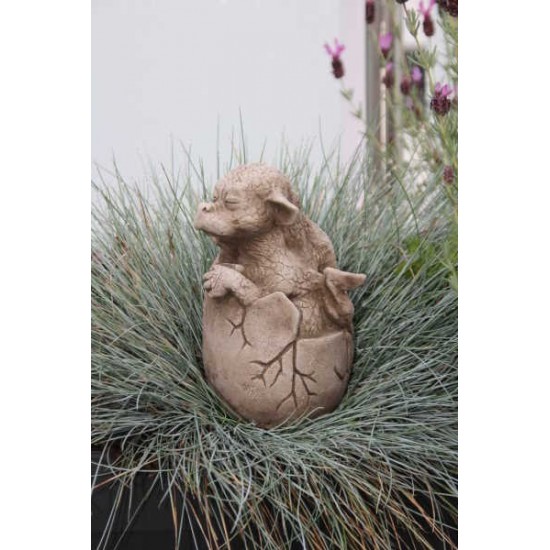 Steinguss Drachenbaby Rubin Höhe 20 cm als Gartendeko und für die Topfpflanzen