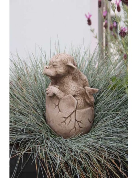 Steinguss Drachenbaby Rubin Höhe 20 cm als Gartendeko und für die Topfpflanzen