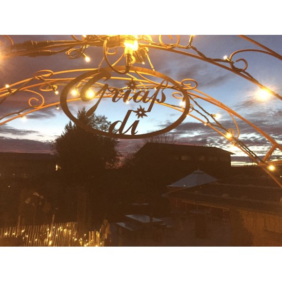 Rost Schriftzug oval Griaß di mit Edelweiß, Höhe 22,5 cm Breite 49,5 cm