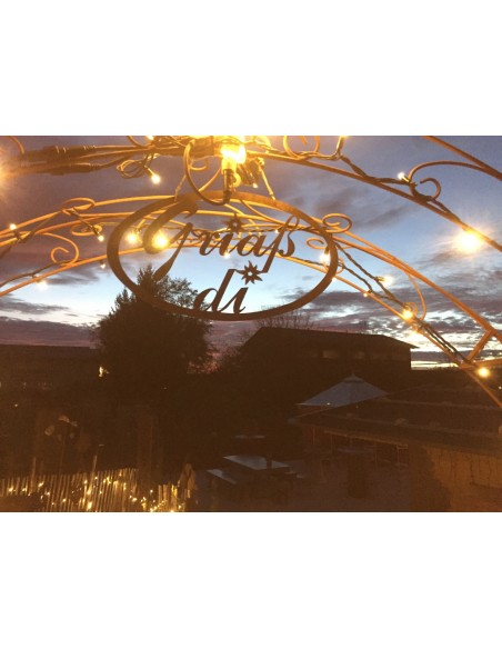 Rost Schriftzug oval Griaß di mit Edelweiß, Höhe 22,5 cm Breite 49,5 cm