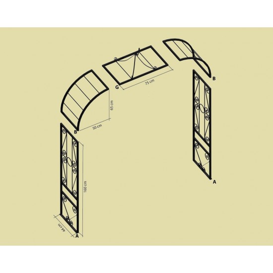 Rost Rosenbogen Classic mit Kronenspitze Höhe 225 x 175 cm