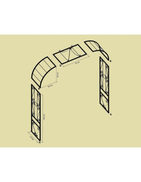 Rost Rosenbogen Classic mit Kronenspitze Höhe 225 x 175 cm