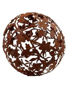 Rost Kugel "Magnolien" Ø 40 cm Blumenkugel aus Edelrost als Gartendeko und zum Verschenken