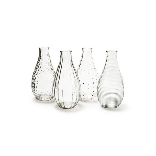 Glas Deko Vase 4-fach sortiert, Höhe 24 cm