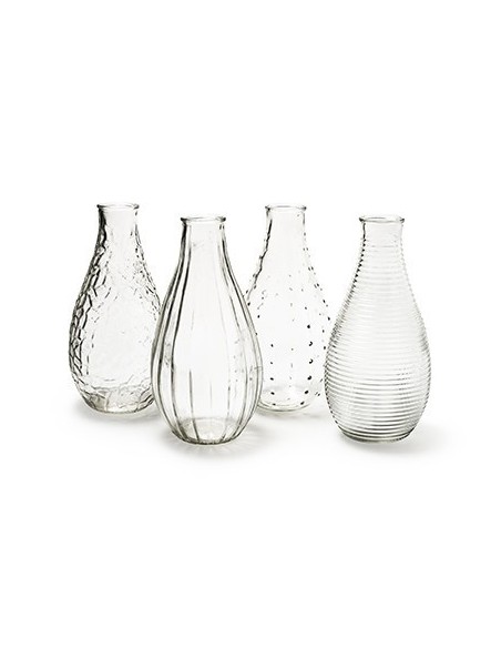 Glas Deko Vase 4-fach sortiert, Höhe 24 cm