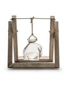 Holzgestell mit hängender Flasche Höhe 17 cm Breite 16 cm
