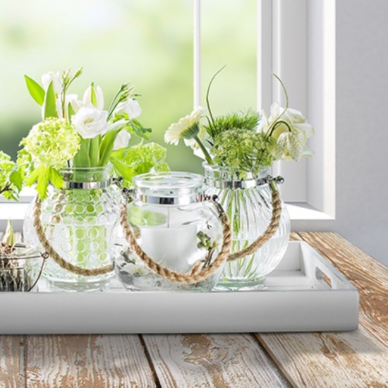 Laternenmix "Trio" 3er Set Hängelaternen / Glasvasen Höhe 17 cm Ø 15 cm