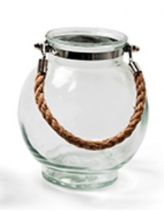 Glas Deko für Rostdeko Laterne 1 aus "Trio" Hängelaterne Glasvase Höhe 17 cm Ø 15 cm