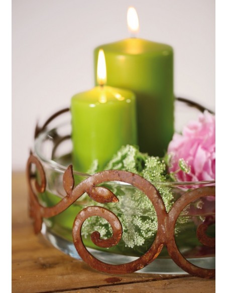 Glas Schale H 8 cm Ø 25 cm Schwimmschale Glasschale Klarglas Mit Dekoring aus Edelrost 