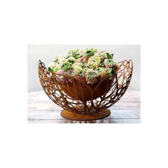 Edelost Hortensien Pflanzschale Halbkugel 50 cm Ø - mit dichter Innenschale Ø  30 cm - Pflanzschale zur Deko auf Rostsäulen