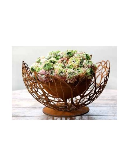 Edelost Hortensien Pflanzschale Halbkugel 50 cm Ø - mit dichter Innenschale Ø  30 cm - Pflanzschale zur Deko auf Rostsäulen