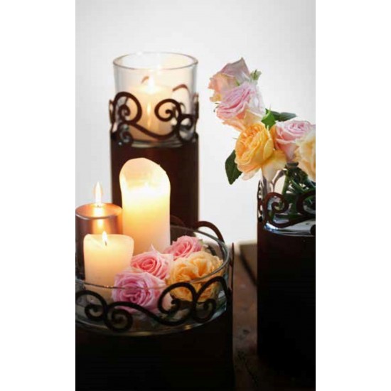 Edelrost Deko Curly Minipodest, 20cm hoch (groß) Ornametnring für Schwimmschale aus Glas