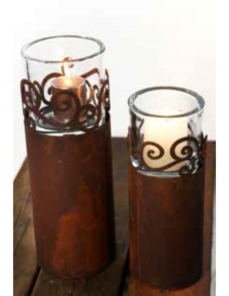 Edelrot Deko Rostiges Podest , 20cm hoch 25 cm Ø  mit Ornament Ring oben