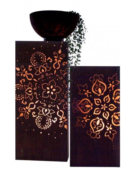 Edelrost Säule "Mandala", rechteckig, Höhe 100 cm, gelasertes Motiv auf einer Seite