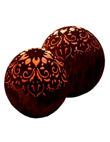 Edelrost Metall Kugel "Mandala", Durchmesser 40cm indische Gartende aus Rost