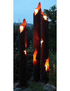 runde Metall Deko Leuchtsäule mit 3 Öffnungen für Kerzen 170 cm hoch