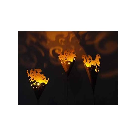 Edelrost Deko Barock Cono Tüte zum Stecken ca. 50cm hoch, hübsch beleuchtet, Rostdeko