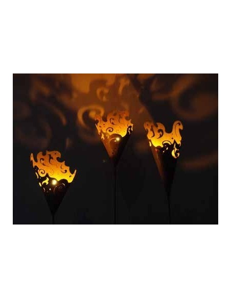 Edelrost Deko Barock Cono Tüte zum Stecken ca. 50cm hoch, hübsch beleuchtet, Rostdeko