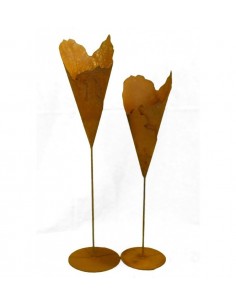 Edelrost Metall Pflanztüte mit Stab (Groß) 80  - 100 cm hoch auf Ständer Metalldeko mit Rost Patina kein Corten