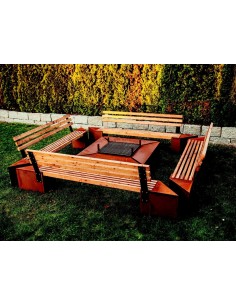Grillstelle XXL Set mit Grill und Bänken 4 x 4 Meter Modell "Friendship" 2