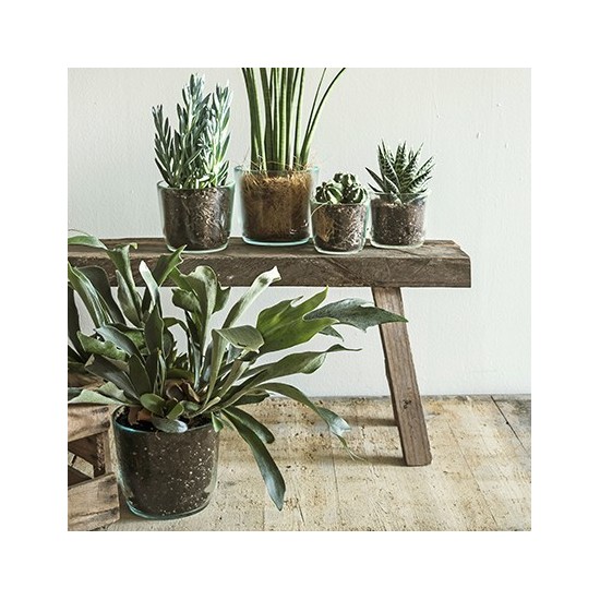 Eco Glastopf Vince Höhe 16,5 cm Deko Glas Blumenvase aus nachhaltigem Glas Recyclingdeko