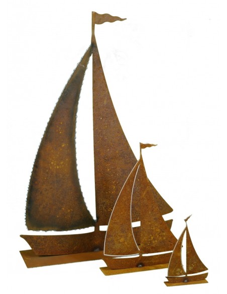 Segelschiff edelrost 30 cm auf Platte