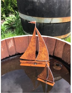 Segelschiff edelrost 30 cm auf Platte 2