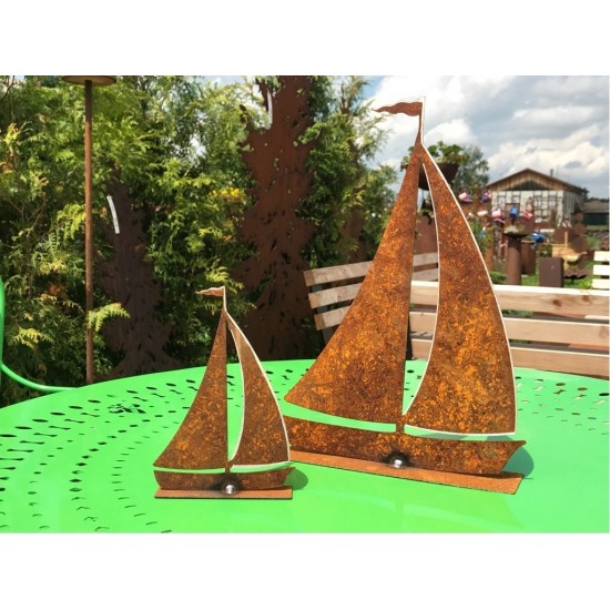 Deko Segelschiff edelrost 15 cm hoch Schiffchen maritime Deko aus Metall