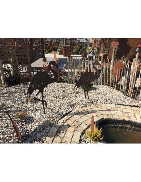 2er Set Edelrost Flamingos cm auf Platte 1 x 91 cm und 1 x 100 cm hoch 2er Set Edelrost Flamingos cm auf Platte 1 x 91 cm und 1 x 100 cm hoch