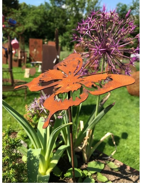 filigraner Schmetterling Gartenstab aus Metall Rostig  Corten-A Corten-B   filigraner Schmetterling Gartenstab aus Metall Rostig  Corten-A Corten-B