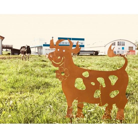 lustige Deko Rost Kuh 45 cm hoch Gartenstecker Gartendeko aus Bayern Gartenstecker groß