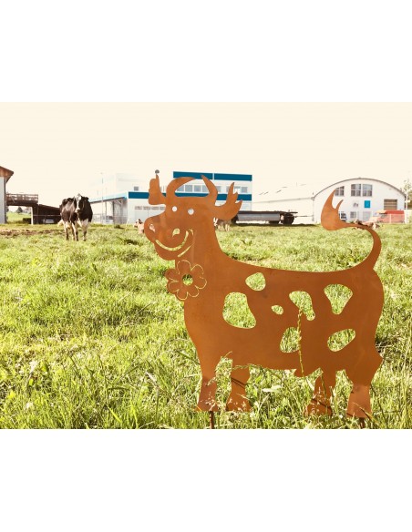 lustige Deko Rost Kuh 45 cm hoch Gartenstecker Gartendeko aus Bayern Gartenstecker groß