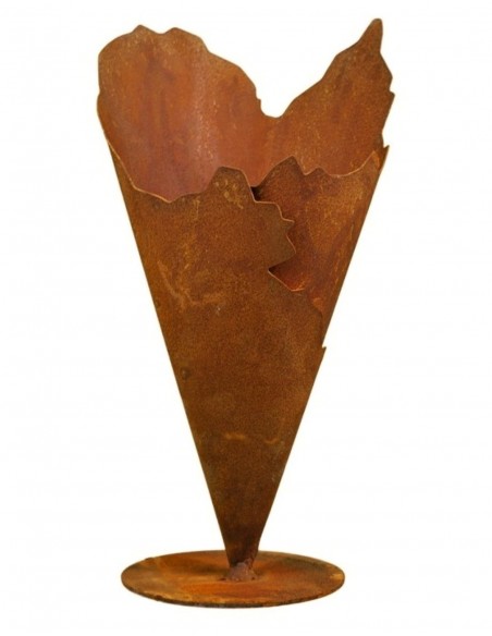 Rost Pflanztüte niedrig auf Platte 30 - 35 cm hoch, Pflanzgefäß aus Edelrost