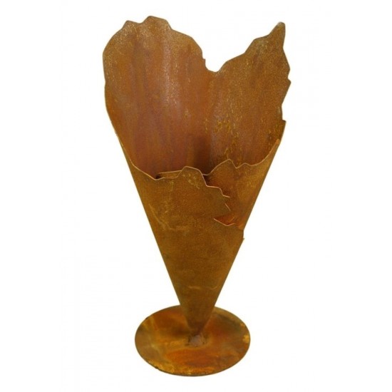 Rost Pflanztüte niedrig auf Platte 30 - 35 cm hoch, Pflanzgefäß aus Edelrost für innen und außen