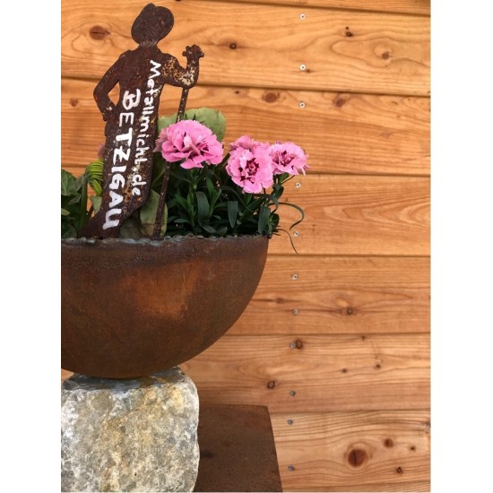 Edelrost Halbschale mit Schweißrand Ø 25 cm mit Granitstein