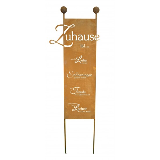 XXL Gartenstecker "Zuhause", - Höhe 205 cm - Breite 61 cm, Deko-Schild und Willkommensgruß für Ihren Garten oder Eingangsbereich