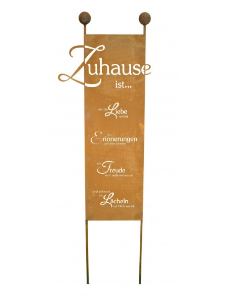 XXL Gartenstecker "Zuhause", - Höhe 205 cm - Breite 61 cm, Deko-Schild und Willkommensgruß für Ihren Garten oder Eingangsbereich
