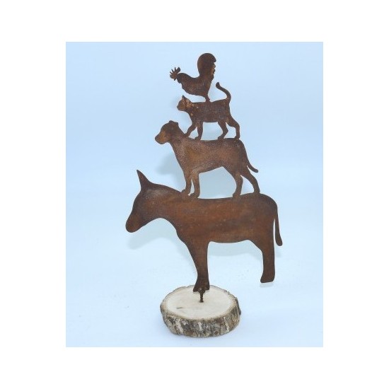 Edelrost Bremer Stadtmusikanten als Baumstecker klein Höhe 26 cm Tischdeko Fensterbank Metall rostig