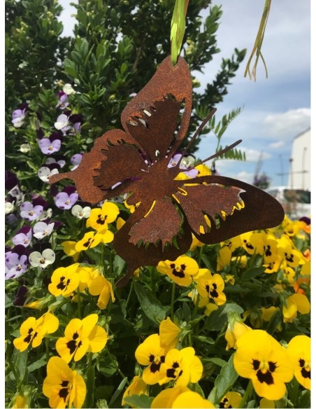 filigraner Edelrost Schmetterling als Gartendeko 12x 12 cm zum Hängen oder Einarbeiten und Festschrauben