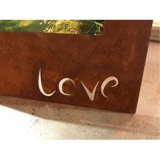 Edelrost Bilderrahmen Love stehend Gr. M rostiges Metall Fotorahmen rostiges Metall Deko Fotos