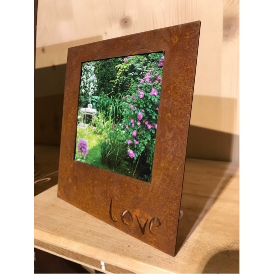 Edelrost Bilderrahmen Love stehend Gr. M rostiges Metall Fotorahmen rostiges Metall Deko Fotos
