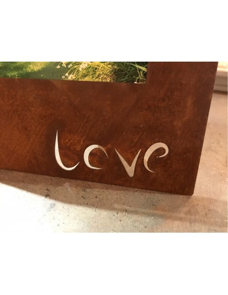 Edelrost Bilderrahmen Love stehend Gr. L rostiges Metall Fotorahmen rostiges Metall Deko Fotos